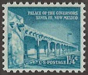 US Scott# 1031A 1960 1¼c turq bl Palace of the Governors  MNH - VF