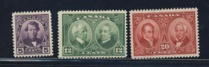 3x Canada M Stamps #146-5c MH VF #147-12c MH F 148-20c VF all w Thins GV= $61.00