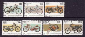 Cambodia-Sc#560-6-unused NH set-Motorcycles-Transportation-1985-