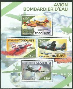 TOGO 2014 FIRE FIGHTING PLANES SHEET MINT NH