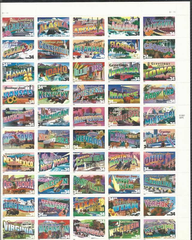 United States Greetings Full Sheet