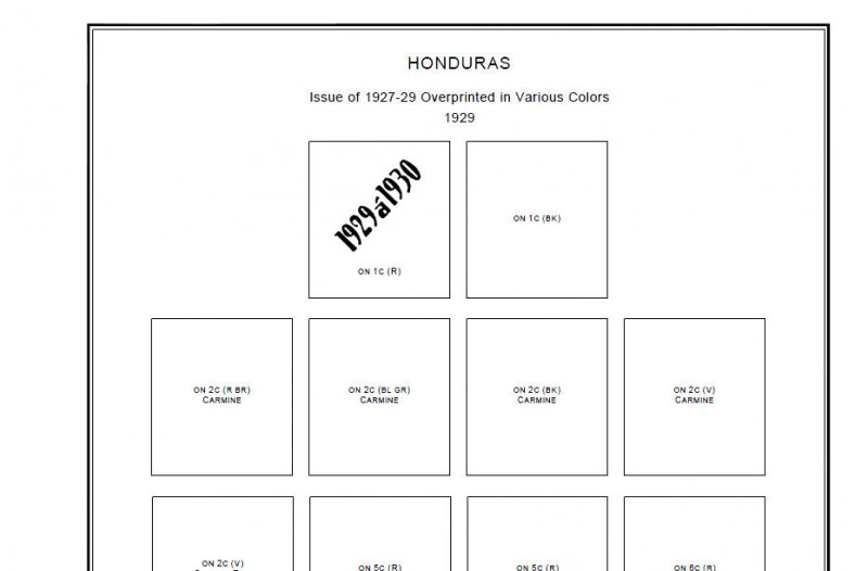 PRINTED HONDURAS [CLASS.] 1865-1940 STAMP ALBUM PAGES (48 pages)