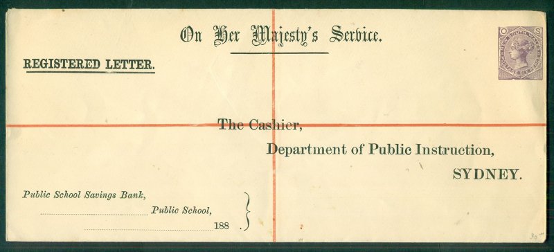 NEW SOUTH WALES, 1880's 6p Official Registered Envelope, unused, VF