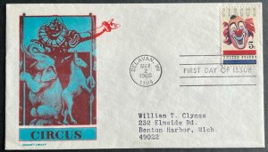 CIRCUS # 1309 MAY 1966 MAY 2 1966 DELAVAN WI FIRST DAY COVER (FDC) BX3-2