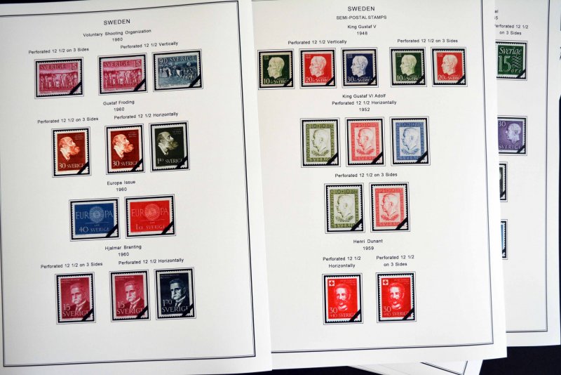 COLOR PRINTED SWEDEN 1941-1970 STAMP ALBUM PAGES (47 illustrated pages)