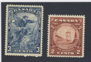 2x Canada Stamps #208-3c Cartier MH VF #210-2c New Brunswick Seal MH F/VF