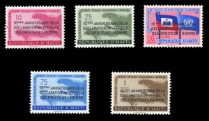 Haiti #442-443, C136-138 Cat$14.75, 1959 Human Rights Declaration, set of fiv...