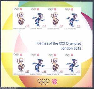 GUYANA  LONDON 2012 OLYMPIC GAMES  MASCOTS  IMPERFORATED SHEET NH