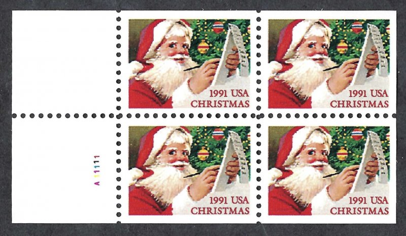 United States 2581b-2585a Non-denominated Santa. Five bklt panes of 4. MNH