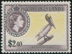 British Virgin Islands 1956 $2.40 lemon & deep dull purple SG160 MNH