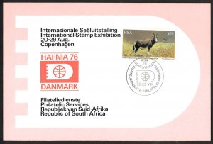 South Africa HAFNIA '76 STAMP EXHIBITION (1976) Souvenir Card