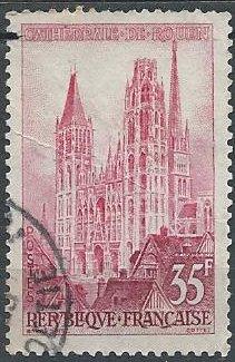 France 854 (used, wrinkled) 35fr Rouen Cathedral