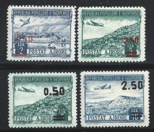 1952-53 ALBANIA -, Air Mail n . A58 / 61 4 values, with the two overprints in r