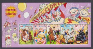 AUSTRALIA - 2010 COME TO THE SHOW / CLOWNS CIRCUS - MIN. SHEET MINT NH