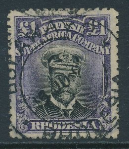 SG 243 Rhodesia Black & Violet. fine used slight reverse thin CAT