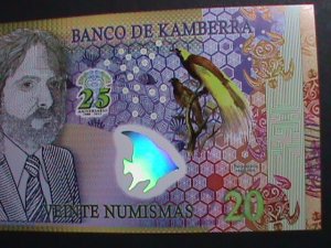 ​AFRICA- 2013-BANK OF KAMBERRA POLYMER-$20 NOTE-UNC- WITH HOLOGRAM FISH-VF