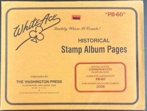 White Ace Historical Stamp Album US Commemorative Plate Blocks PB-60 2008 NEW