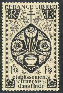 FRENCH INDIA 1942 1fa18ca LOTUS FLOWER Issue Scott No. 151MNH