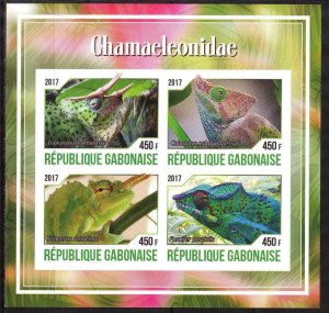 Gabon MNH S/S Chameleons Lizards 2017