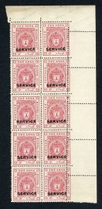 Bhopal SGO315 1932 1a Carmine-red MISPERF Block (no gum) (d)