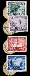 Austria #B106-109 Cat$168.50, 1933 International Ski Federation, set of four,...