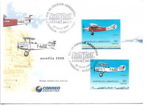 ARGENTINA 2000 AEROFILA EXHIBITION AVIATION FIRST DAY COVER FDC