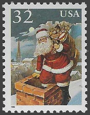 #3004 32c Santa Claus Entering Chimney 1995 Mint NH