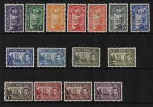 St Helena 1938-44 SG131/40 mounted mint set of 15 inc SG136b