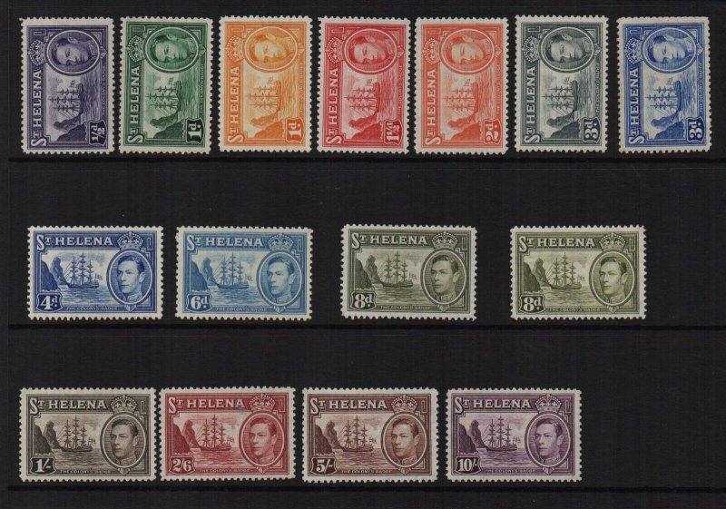 St Helena 1938-44 SG131/40 mounted mint set of 15 inc SG136b