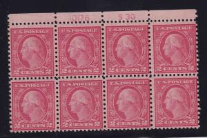 540 F-VF never hinged Top plate block of 8 with nice color cv $ 290 ! see pic !