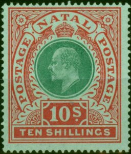 Natal 1908 10s Green & Red-Green SG170 Fine & Fresh LMM 