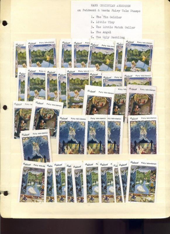 77 VINTAGE PIEDMONT ART FAIRY TALES POSTER STAMPS HOARD OFFERED INTACT (L1016)