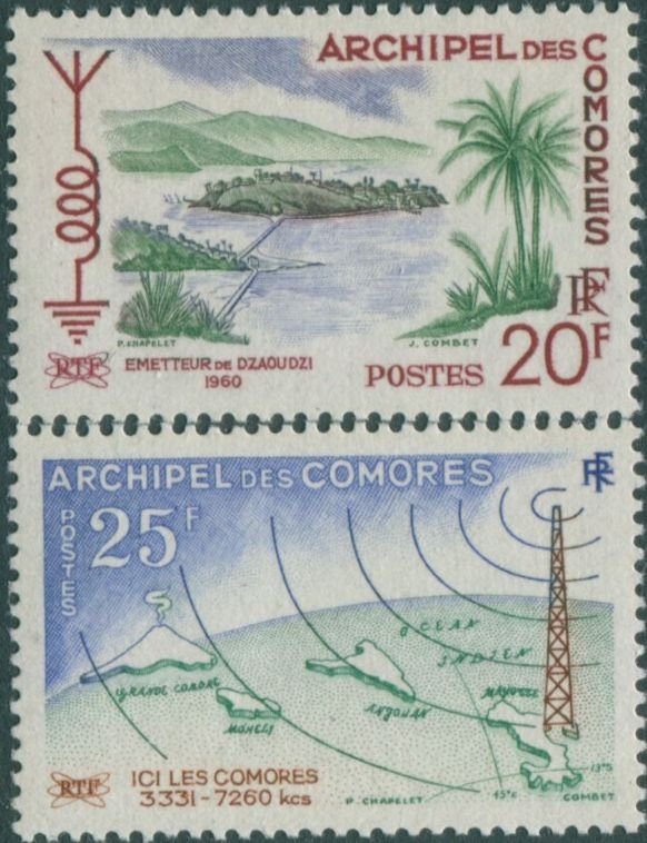 Comoro Islands 1960 SG21-22 Broadcasting Service set MNH