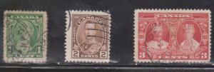 CANADA Scott # 211-13 Used King George V Silver Jubilee