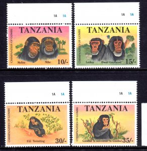 Tanzania 1992 Chimpanzees Complete Mint MNH Set SC 872-875