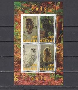 Malawi, 2010 Cinderella issue. Owls sheet of 4.