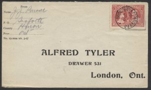 1908 RPO Postmark Bridgeburg & Goderich RPO/ SON Strike On Tyler Cover