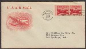 1947 Airmail 5c Sc C33-23 DC-4 Skymaster with H. Grimsland cachet