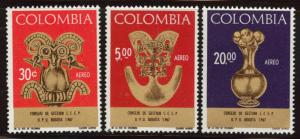 Colombia Scott C495-497 MH* Art airmail set