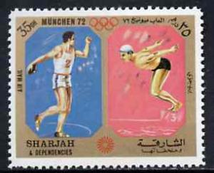 Sharjah 1972 Discus & Diving (35Dh) from Olympic Spor...