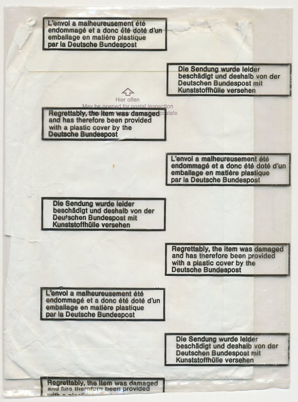 Damaged mail cover Germany - Netherlands 1987 Damaged - Plastic wrapper provided