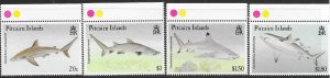 PITCAIRN ISLANDS SG414/7 1992 SHARKS MNH (p)