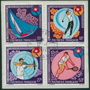 French Polynesia 1971 Sc#C74-C77,SG137-140 South Pacific Games set on piece FU