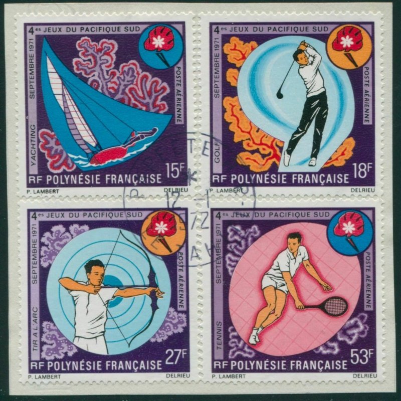 French Polynesia 1971 Sc#C74-C77,SG137-140 South Pacific Games set on piece FU