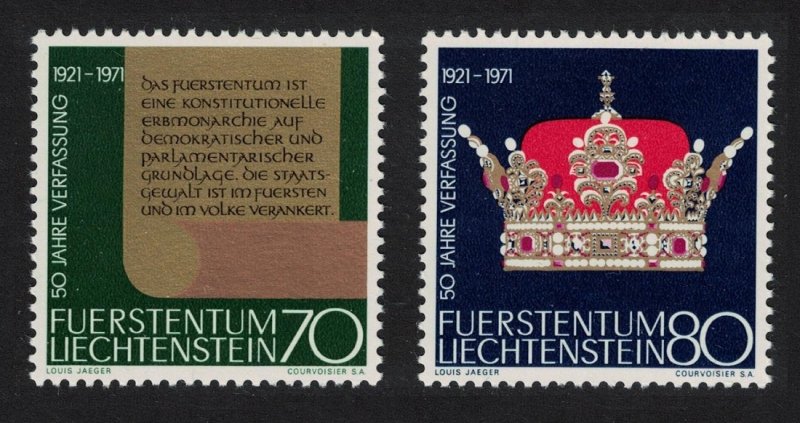 Liechtenstein 50th Anniversary of Constitution 2v 1971 MNH SG#537-538