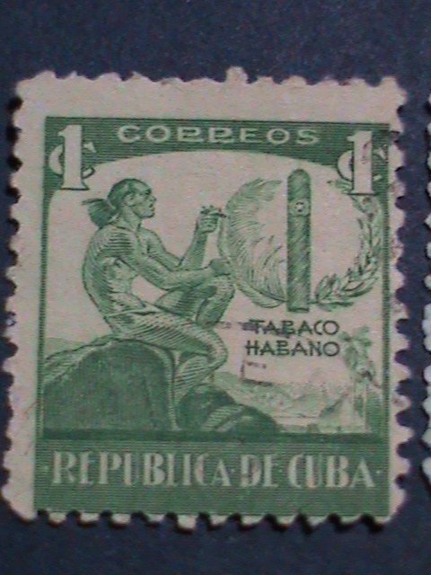 CUBA-WORLD MOST FAMOUS CUBA CIGARS ON VERY OLD CUBA USED STAMP-VERY FINE