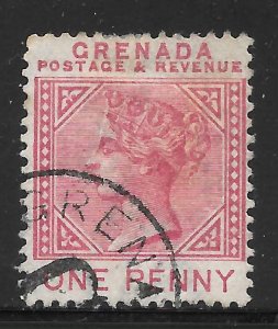 Grenada Scott 30 Used - 1887 1p Rose Queen Victoria, Wmk 2 - SCV $5.00