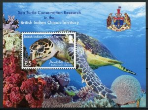 BIOT Turtles Stamps 2016 MNH Sea Turtle Research Conservation Hawksbill 1v M/S