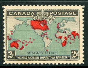 Canada 1898 Penny Post Christmas Map Scott #86 Blue MNH G158
