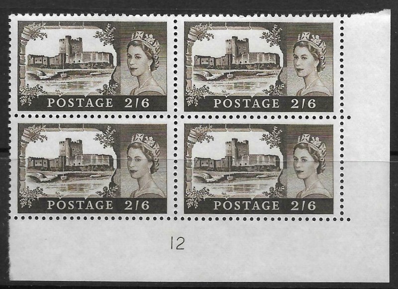 Sg759 No WMark Bradbury/Wilkinson Castles 2/6 Cyl Block 12 UNMOUNTED MINT/MNH 